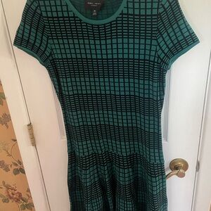 Romeo & Juliet Couture Teal and Black Grid Midi Dress
